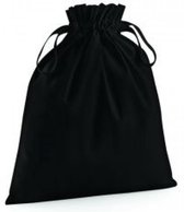 Westford Mill Organic Cotton Draw Cord Bag WM118 - Black - S (14 x 22 cm)