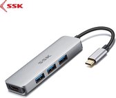 USB-C hub naar HDMI (4K/30hz) en 3 x USB 3.0