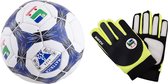 Voetbal Leder HATTRICK - Size 5 + GRATIS paar keeperhandschoenen HAWK maat Medium - leeftijd 12 /16 jaar