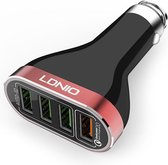 LDNIO USB autolader Adapter 6.6A 39W  Snel lader Auto Quick Charge C701Q 4 USB Poorten met Lightning kabel voor  iPhone 11 / 12 / Pro / Max / Mini / X / Xs/ XR / MAX / 8 / 8 Plus / SE / 2020 