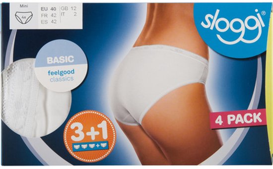 Sloggi Dames Basic+ Mini 4-pack White | Wit | Maat: 40