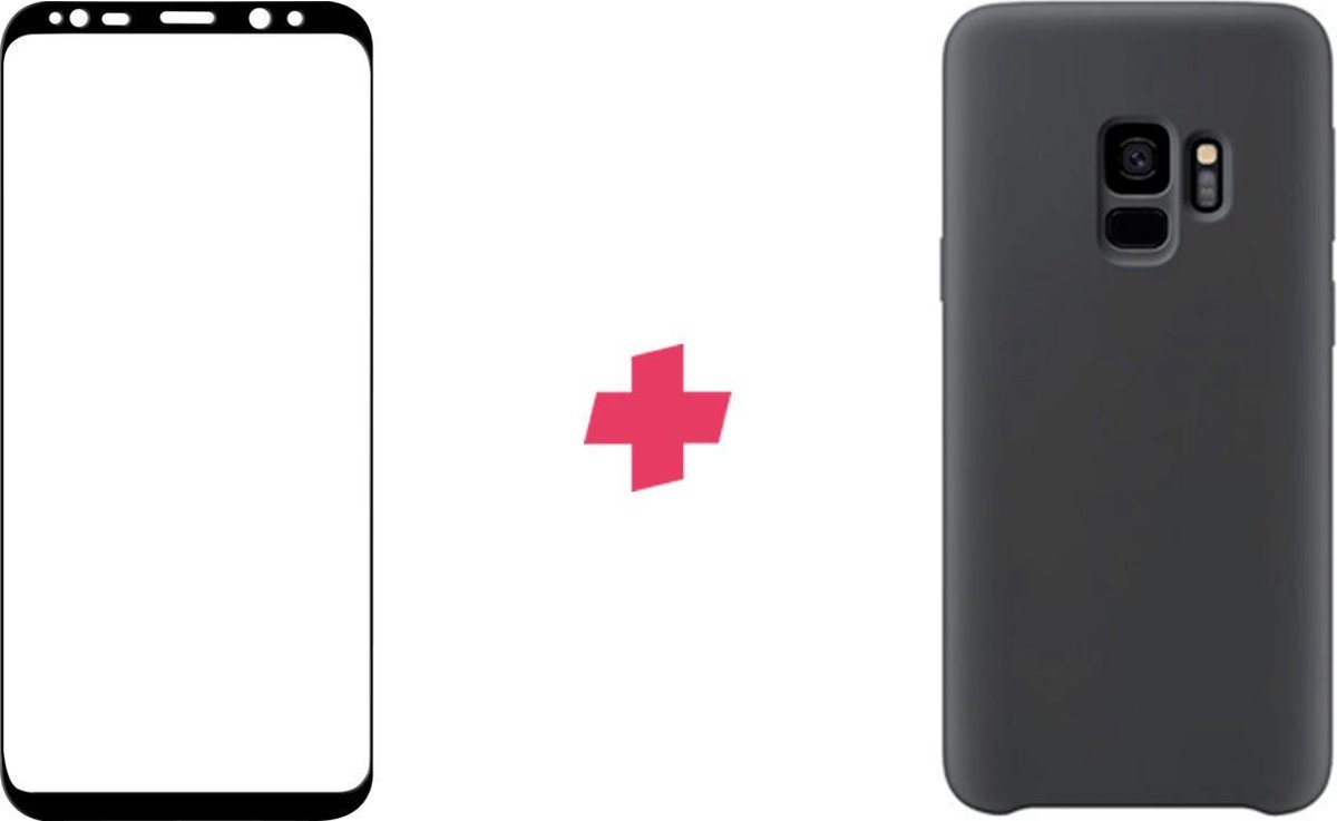 Zwart siliconen hoesje + screenprotector voor Samsung Galaxy S9 Plus