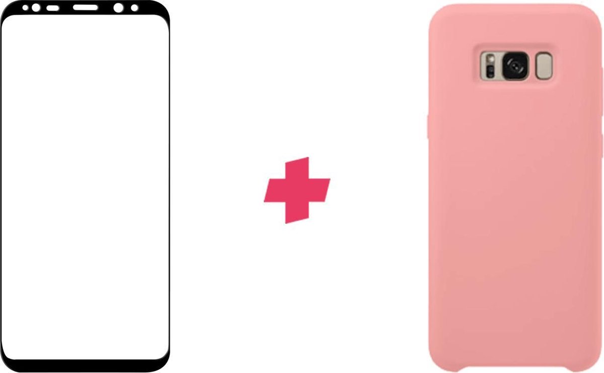 Roze siliconen hoesje + screenprotector voor Samsung Galaxy S8