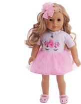 Dolldreams | Poppenkleding - Jurkje met eenhoorn - Kleertjes voor pop tot 43 cm - Jurkje en strik voor hoofd