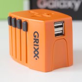 Universele Wereldstekker - 2 USB - Internationale Reisstekker voor 220+ Landen - Reisadapter - Engeland (UK) - Amerika (USA) - Australië - Azië - Zuid Amerika - met Oplader - oranje - 2.5A