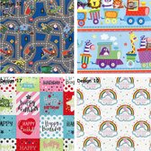 Assortiment 4 inpakpapier cadeaupapier voor kinderen - 4 rollen