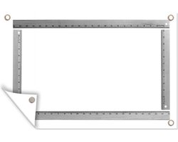 Tuindecoratie Fotolijst gemaakt van linialen - zwart wit - 60x40 cm - Tuinposter - Tuindoek - Buitenposter