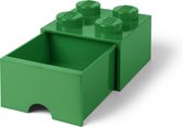 LEGO Brick 4 Opbergbox met Lade - Groen - 4.6 L - 25x25x18cm - Kunststof