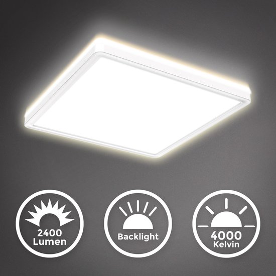 B.K.Licht - LED Paneel - dimbaar - plafondlamp met indirect licht - led  plafonniére -... | bol.com