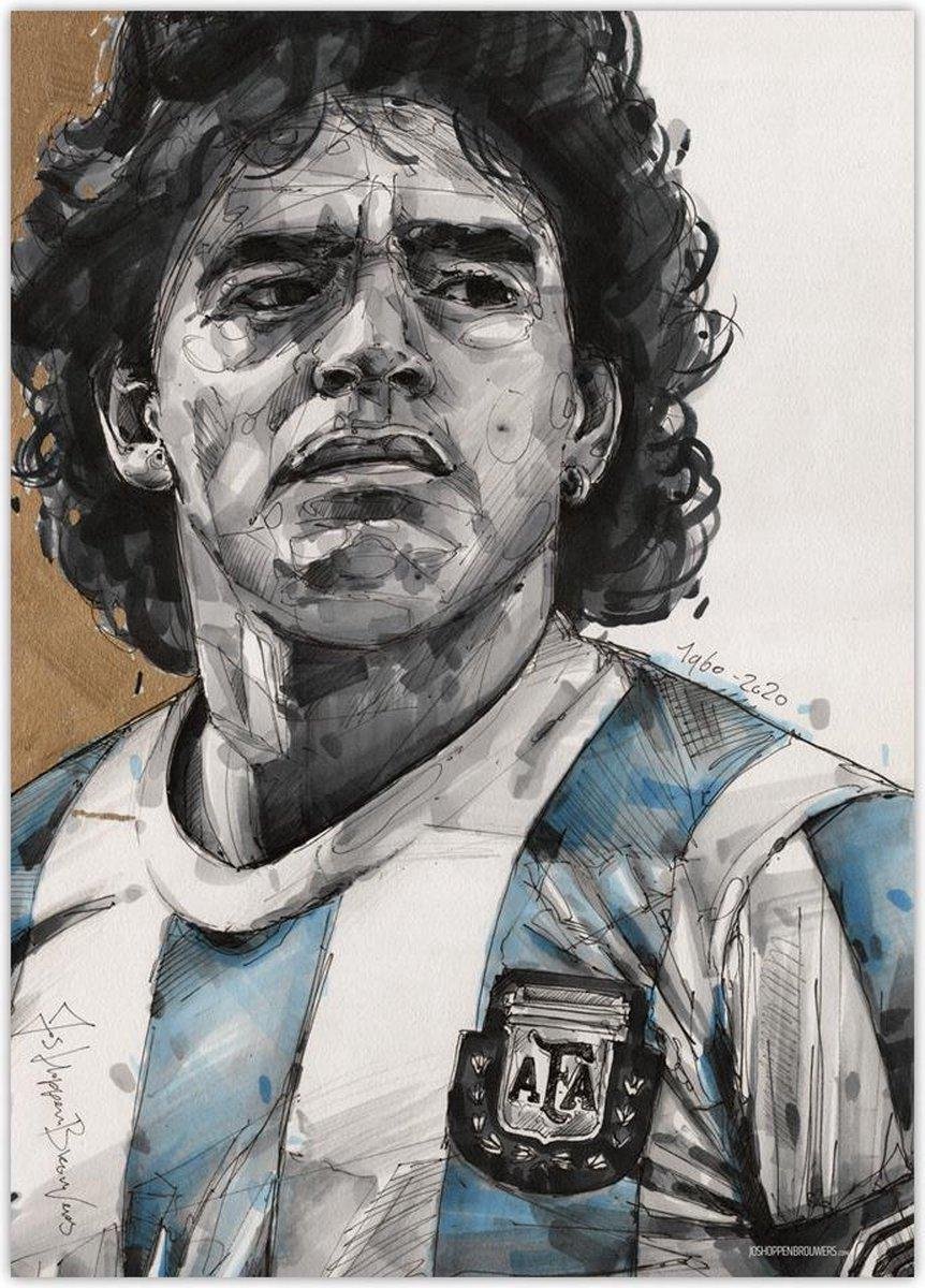 Passionforart.eu Diego Maradona - Canvasdoek - 50 x 70 cm Full colour