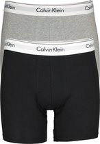 Calvin Klein Modern Cotton boxer brief (2-pack) - heren boxers lang - zwart en grijs -  Maat: S