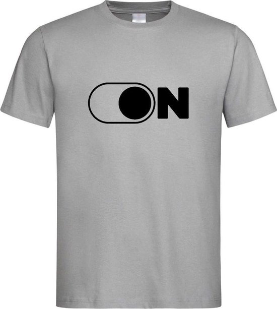 Grijs T-Shirt met “ On Button “ print Zwart  Size XXXXL
