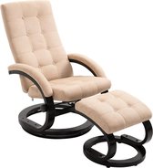 Fauteuil met voetensteun crème suède stof