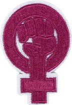 Girl Power Vuist Vrouwen Symbool Strijk Embleem Patch 4.2 cm / 6.1 cm / Roze
