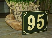 Emaille huisnummer 18x15 groen/creme nr. 95