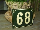 Emaille huisnummer 18x15 groen/creme nr. 68