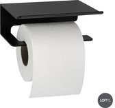 Loft C - Toiletrolhouder TAB - Zwart - WC Rolhouder met Planchet - Toilet Rolhouder - Toiletpapier houder - Badkamer inrichten