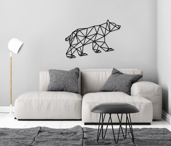 Ours géométrique Décoration murale MDF Zwart 700x370mm