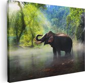 Artaza Canvas Schilderij Olifant In Het Water - 80x60 - Foto Op Canvas - Canvas Print