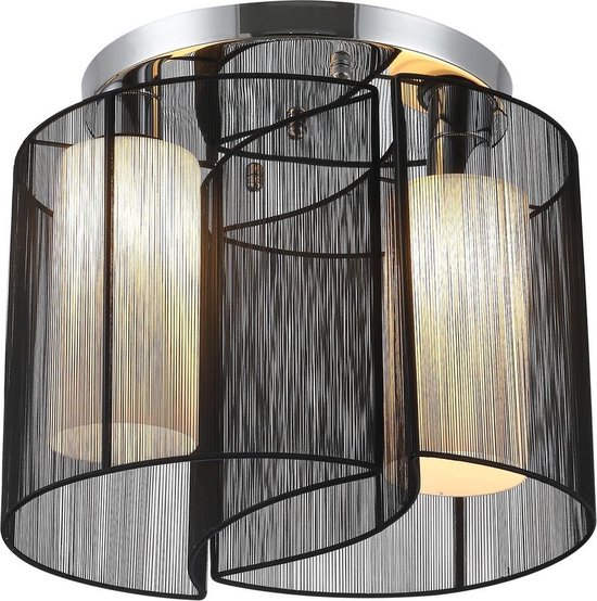 Plafondlamp - 2 x E27 fitting - Zwart - Ø47,5 x 33H cm
