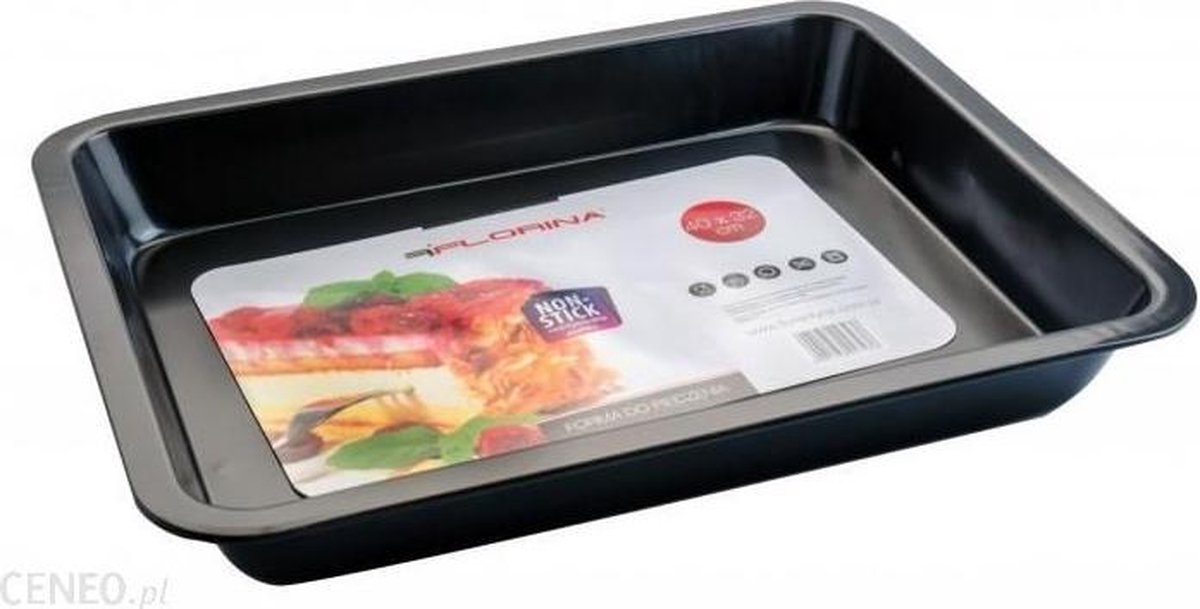 Florina Likoris rechthoekige bakvorm of braadschaal - non-stick coating - Perfect voor taarten / lasagne / cakes 40 x 32 x 5 cm zwart