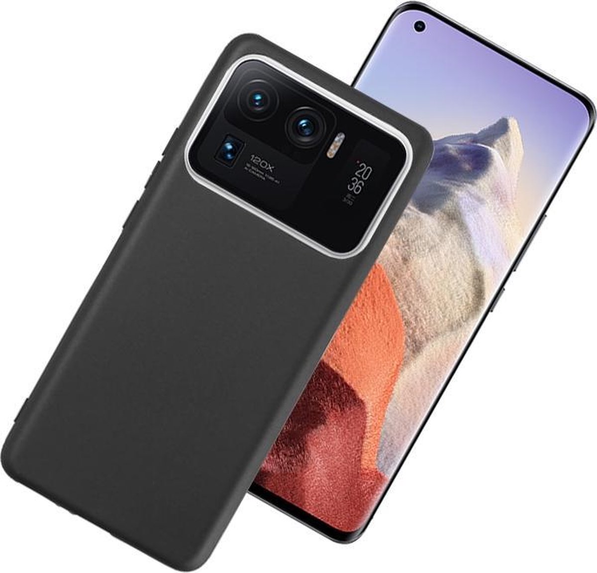 MobyDefend Hoesje - Geschikt voor Xiaomi Mi 11 Ultra - TPU Backcover - Mat Zwart