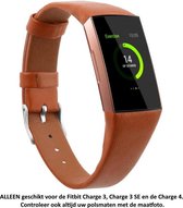 Bruin Lederen Bandje voor Fitbit Charge 3 / Charge 3 SE / Charge 4 – Maat: zie maatfoto – brown leather smartwatch strap - Leder - Leer - Leren - Polsbandje - Maat: zie maatfoto