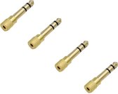 6,35 mm mannelijk naar 3,5 mm vrouwelijk adapter of jack 6,5 6,35 mm mannelijk plug naar 3,5 mm vrouwelijk connector hoofdtelefoonversterker audio adapter microfoon converter - goud 4 stuks!