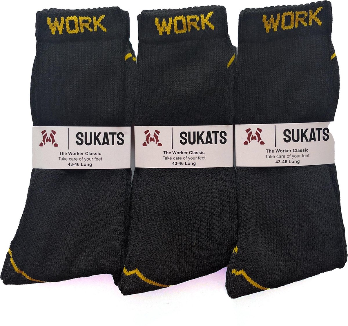 Sukats® Werksokken - Lang - Meerdere Maten - 6 Paar - Maat 43-46 - Zwart