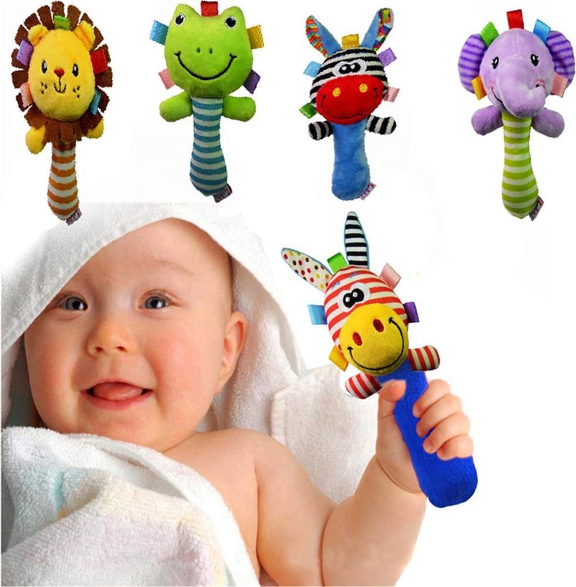 Afbeelding van product Lelebe - Baby rammelaar - Kikker - Knuffel - Baby gift - Kraam cadeau - Pasgeboren baby - Baby shower - Pluche - Grijpspeelgoed - Dieren - Love gifts