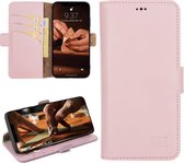 Bouletta geschikt voor iPhone 13 Pro leer BookCase hoesje - Nude Pink