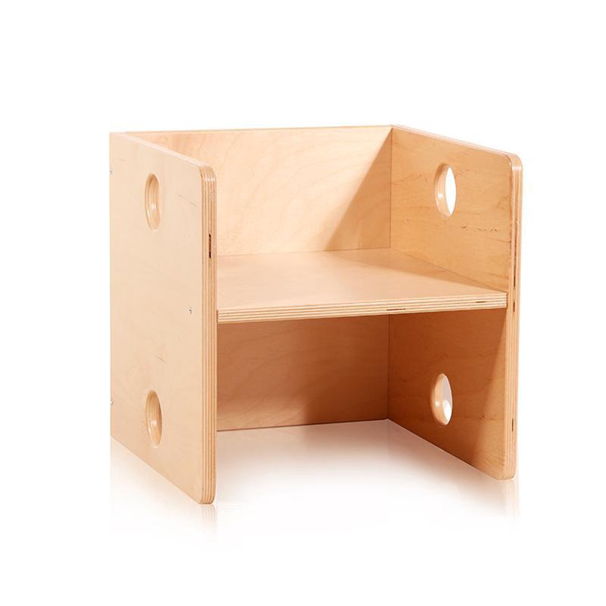 Pertina houten kubusstoel / kubus kinderstoel peuter & kleuter Blank - 34 x 34 x 34 cm