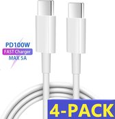 4x USB-C naar USB-C kabel - 2M - Geschikt voor USB-C Stekker / Adapter - Snellaadkabel Samsung S21 / S21FE / S21 Plus / S21 Ultra / A52 / A72 / A53 / A73 / A51 / A50 / A11 / A12 / A21 / A21s 