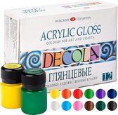 Acrylverf Set - Zinaps Acrylic Paint Set Glossy | 12 x 20 ml verfverven | Acrylkleuren voor het schilderen en decoreren | Kwaliteit door Decola (WK 02128)