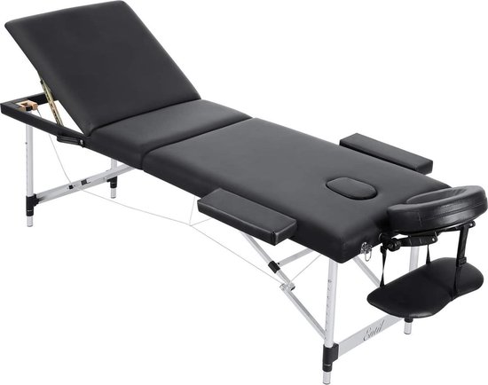Massagetafel – Zinaps Massage Tafel Spa Bed Massagetafel Vouwen Cosmetische Lounger 3 Secties Aluminium Voeten Opvouwbaar Draagbaar met Gezicht Gat…