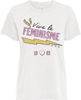 Only T-shirt Onllucy Life Reg S/s Rebel Top Box 15242252 Bright White/femi Dames Maat - L