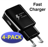4x Oplader met USB Poort - Adapter - Fast Charger - Travel Adapter - Adapter Universeel - 15 Watt - Oplader/Snellader voor iphone en samsung - Zwart