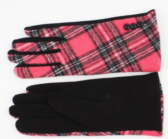 Indini - Handschoenen - Winter - Handschoen - Zwart - Roze - Geruit