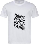 Wit T-Shirt met “ Panic “ print Zwart  Size L