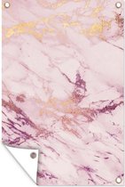 Tuindecoratie Marmer - Paars - Roze - 40x60 cm - Tuinposter - Tuindoek - Buitenposter