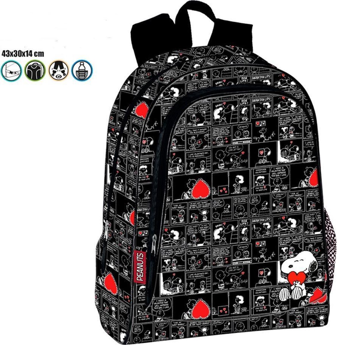 Snoopy rugzak - 43cm - 2 vakken - Goede stevige kwaliteit