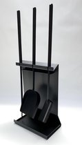 Haardset "Deens Design" 3-delig zwart Katana staand - haardset - houtkachel - 3-delig - zwart
