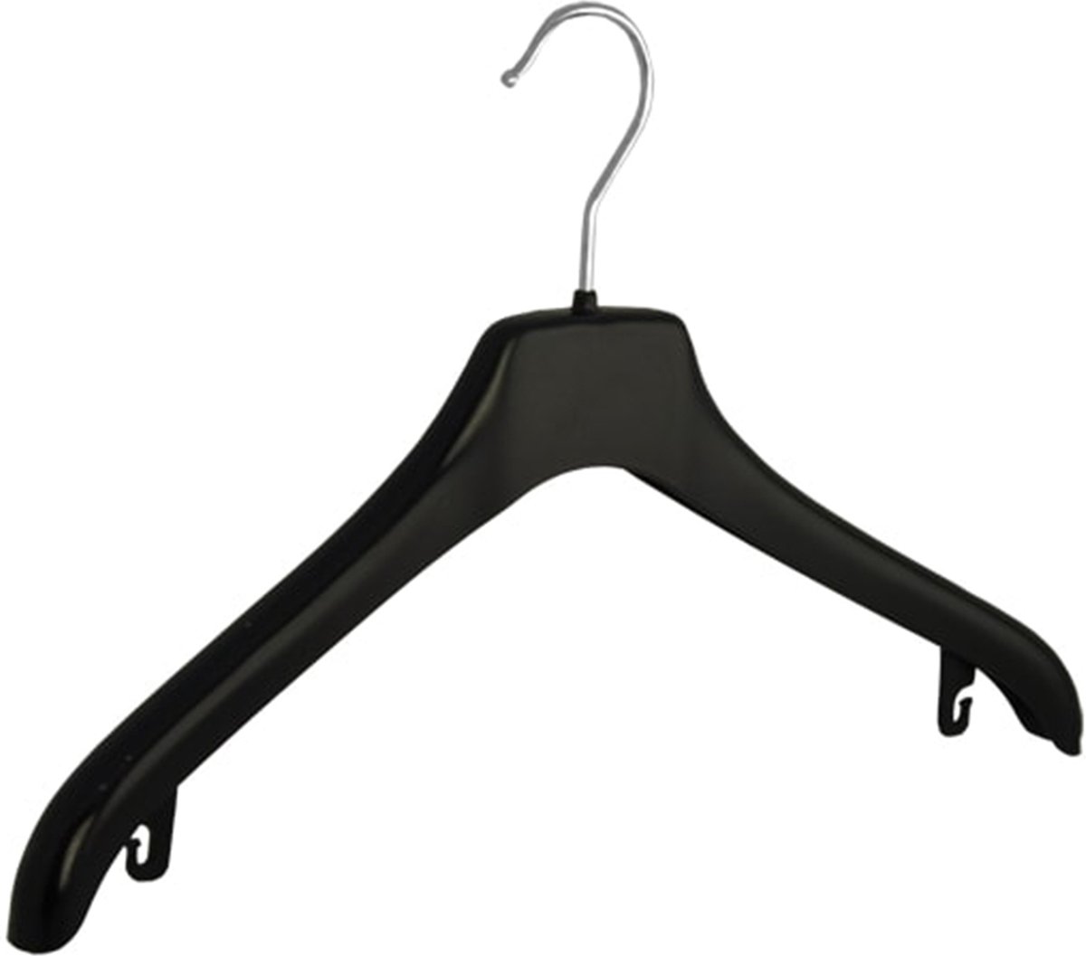 De Kledinghanger Gigant - 10 x Mantelhanger / kostuumhanger kunststof zwart met schouderverbreding, 38 cm