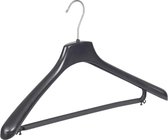 De Kledinghanger Gigant - 160 x Mantel / kostuumhanger kunststof zwart met schouderverbreding en broeklat, 46 cm
