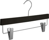 De Kledinghanger Gigant - 15 x Rok / broekhanger kunststof soft-touch zwart met anti-slip knijpers, 36 cm