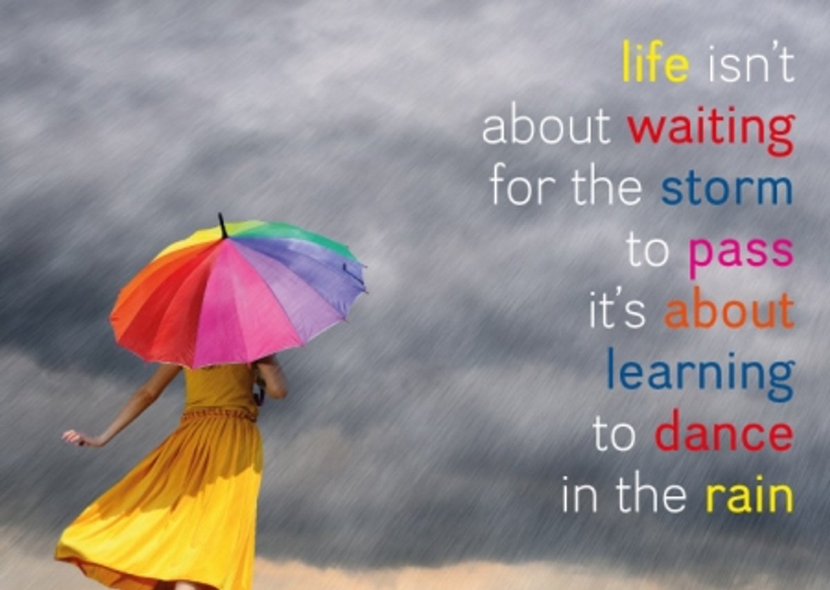Ansichtkaarten Life isn't about waiting for the storm to pass, it's about learning to dance in the rain (5 stuks)