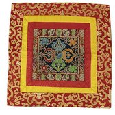 Kussenhoes brokaat dubbele dorje - 42x42 - Brokaat - Blauw - Rood