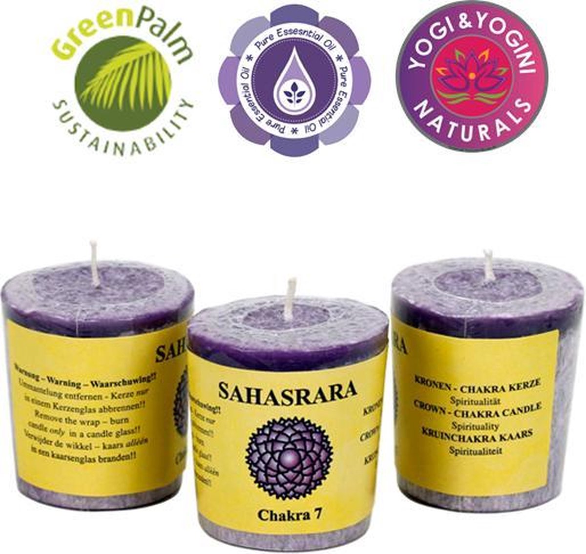 Goedkoopste Geurkaarsje 7e chakra - 3 stuks - 4.5x4cm - Violet