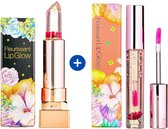 Glamfox Fleurissant Rose Flower Lipstick + Lipgloss Set - Lip Plumper Met 24 Karaat Goudschilfers en Roos Bloem