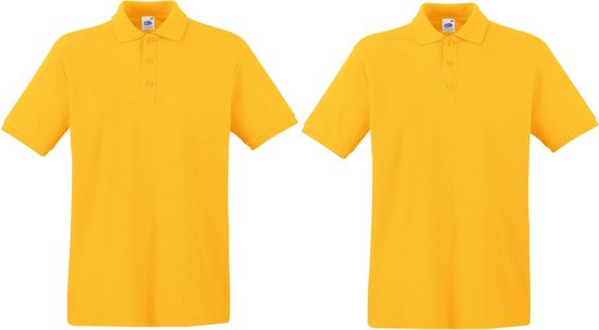 2-Pack maat S geel polo shirt premium van katoen voor heren - Polo t-shirts voor heren
